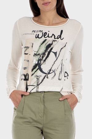 Camiseta beige estampada