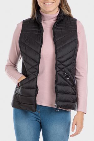 Parka sin mangas negro acolchado