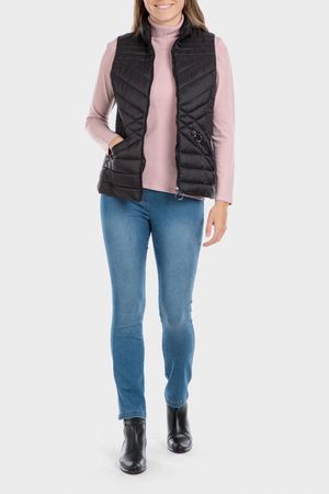 Parka sin mangas negro acolchado
